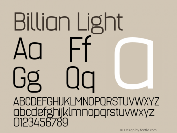 Billian-Light Version 1.000 Font Sample