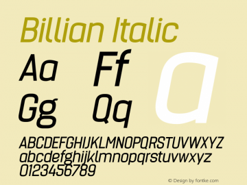 Billian-Oblique Version 1.000 Font Sample
