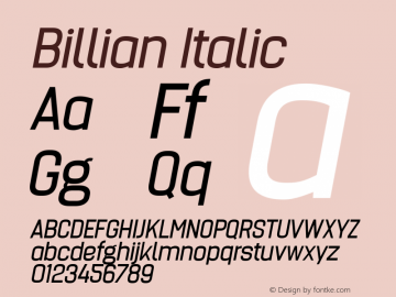 Billian Oblique Version 1.000 Font Sample