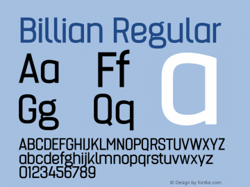 Billian-Regular Version 1.000 Font Sample