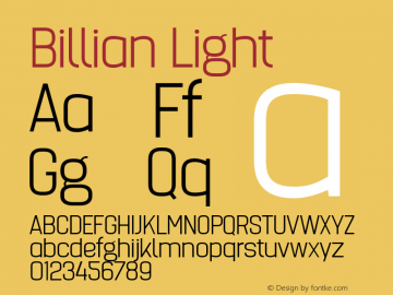 Billian Light Version 1.000 Font Sample
