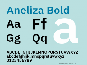 Aneliza Bold Version 3.001;September 8, 2019;FontCreator 11.5.0.2425 64-bit; ttfautohint (v1.6)图片样张