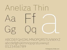 Aneliza Thin Version 3.001;September 8, 2019;FontCreator 11.5.0.2425 64-bit; ttfautohint (v1.6)图片样张