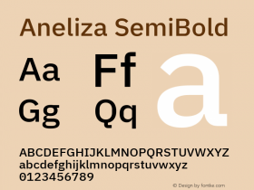 Aneliza SemiBold Version 3.001;September 8, 2019;FontCreator 11.5.0.2425 64-bit; ttfautohint (v1.6)图片样张