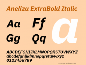 Aneliza ExtraBold Italic Version 3.001;September 8, 2019;FontCreator 11.5.0.2425 64-bit; ttfautohint (v1.6)图片样张