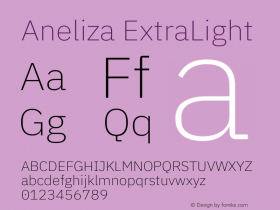 Aneliza ExtraLight Version 3.001;September 8, 2019;FontCreator 11.5.0.2425 64-bit; ttfautohint (v1.6)图片样张
