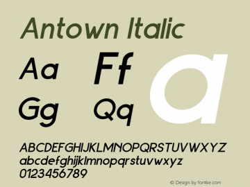 Antown Italic Version 1.00;September 7, 2019;FontCreator 11.5.0.2422 64-bit Font Sample