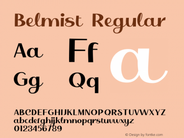Belmist Regular Version 1.000 Font Sample