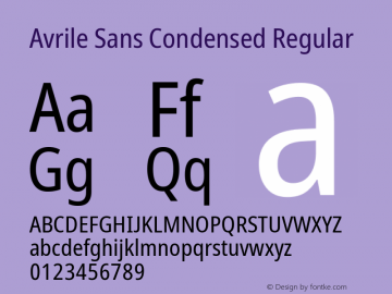Avrile Sans Condensed Version 2.001;September 10, 2019;FontCreator 11.5.0.2425 64-bit图片样张