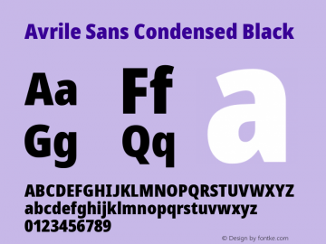 Avrile Sans Condensed Black Version 2.001;September 10, 2019;FontCreator 11.5.0.2425 64-bit Font Sample