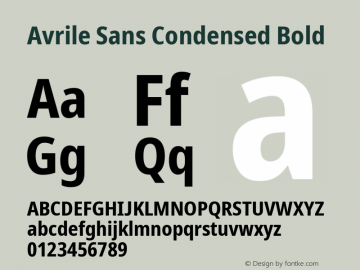 Avrile Sans Condensed Bold Version 2.001;September 10, 2019;FontCreator 11.5.0.2425 64-bit Font Sample