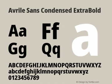 Avrile Sans Condensed ExtraBold Version 2.001;September 10, 2019;FontCreator 11.5.0.2425 64-bit图片样张