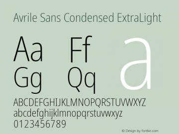 Avrile Sans Condensed ExtraLight Version 2.001;September 10, 2019;FontCreator 11.5.0.2425 64-bit图片样张