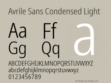 Avrile Sans Condensed Light Version 2.001;September 10, 2019;FontCreator 11.5.0.2425 64-bit图片样张