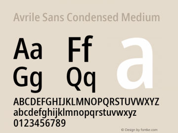 Avrile Sans Condensed Medium Version 2.001;September 10, 2019;FontCreator 11.5.0.2425 64-bit Font Sample