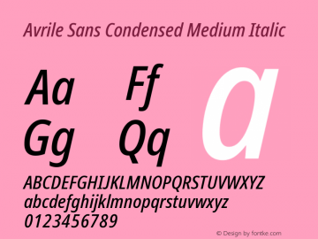 Avrile Sans Condensed Medium Italic Version 2.001;September 10, 2019;FontCreator 11.5.0.2425 64-bit图片样张