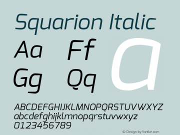 Squarion Italic Version 1.00;September 11, 2019;FontCreator 11.5.0.2425 64-bit图片样张