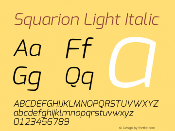 Squarion Light Italic Version 1.00;September 11, 2019;FontCreator 11.5.0.2425 64-bit图片样张
