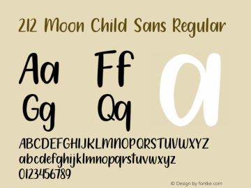 212 Moon Child Sans Version 0.00;May 6, 2019;FontCreator 11.5.0.2430 64-bit图片样张