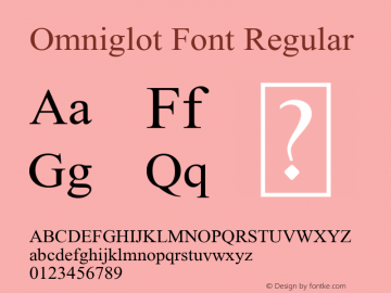 Omniglot Font Version 1.00;August 7, 2019;FontCreator 11.5.0.2430 32-bit Font Sample