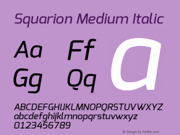 Squarion Medium Italic Version 1.00;September 12, 2019;FontCreator 11.5.0.2425 64-bit; ttfautohint (v1.6) Font Sample