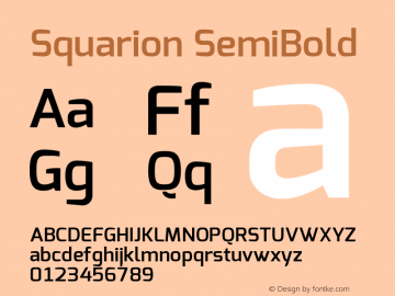 Squarion SemiBold Version 1.00;September 12, 2019;FontCreator 11.5.0.2425 64-bit; ttfautohint (v1.6) Font Sample