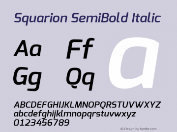 Squarion SemiBold Italic Version 1.00;September 12, 2019;FontCreator 11.5.0.2425 64-bit; ttfautohint (v1.6) Font Sample
