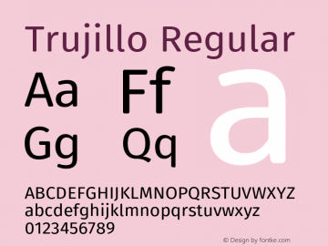 Trujillo-Regular Version 4.301;August 16, 2019;FontCreator 11.5.0.2425 64-bit; ttfautohint (v1.6)图片样张