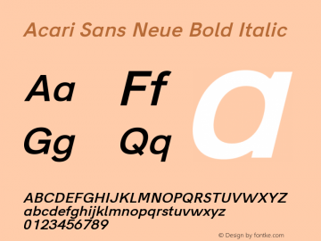 Acari Sans Neue Bold Italic Version 1.045;September 13, 2019;FontCreator 11.5.0.2425 64-bit; ttfautohint (v1.6)图片样张