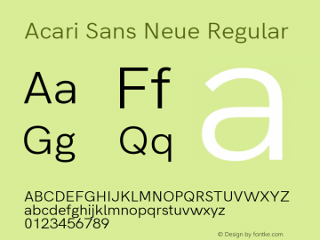 Acari Sans Neue Version 1.045;September 13, 2019;FontCreator 11.5.0.2425 64-bit; ttfautohint (v1.6)图片样张