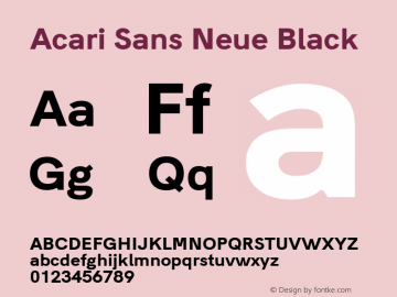 Acari Sans Neue Black Version 1.045;September 13, 2019;FontCreator 11.5.0.2425 64-bit; ttfautohint (v1.6)图片样张