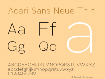 Acari Sans Neue Thin Version 1.045;September 13, 2019;FontCreator 11.5.0.2425 64-bit; ttfautohint (v1.6)图片样张