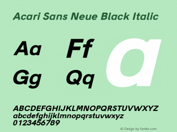 Acari Sans Neue Black Italic Version 1.045;September 13, 2019;FontCreator 11.5.0.2425 64-bit; ttfautohint (v1.6)图片样张