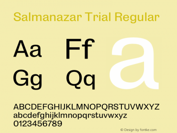 Salmanazar Trial Version 1.00;September 14, 2019;FontCreator 12.0.0.2546 32-bit图片样张