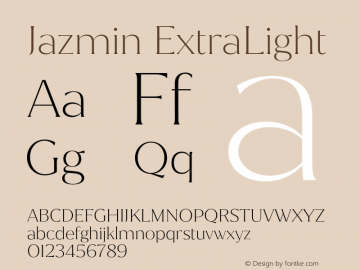 Jazmin ExtraLight Version 1.001;hotconv 1.0.109;makeotfexe 2.5.65596图片样张