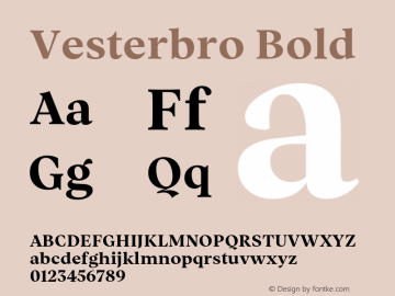 Vesterbro-Bold Version 1.400 Font Sample
