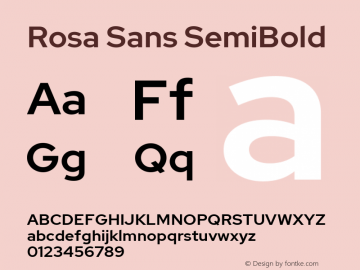 Rosa Sans SemiBold Version 1.005;September 16, 2019;FontCreator 11.5.0.2425 64-bit; ttfautohint (v1.6)图片样张