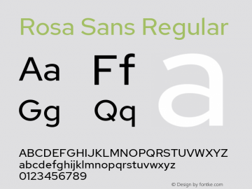 Rosa Sans Regular Version 1.005;September 16, 2019;FontCreator 11.5.0.2425 64-bit; ttfautohint (v1.6)图片样张