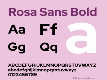 Rosa Sans Bold Version 1.005;September 16, 2019;FontCreator 11.5.0.2425 64-bit; ttfautohint (v1.6)图片样张