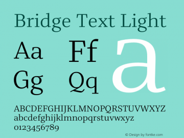 Bridge Text Light Version 1.000 Font Sample