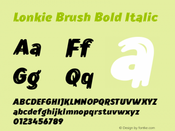 Lonkie Brush-Bold Italic Version 1.000图片样张
