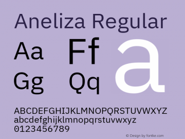 Aneliza Version 3.001;September 8, 2019;FontCreator 11.5.0.2425 64-bit; ttfautohint (v1.6) Font Sample