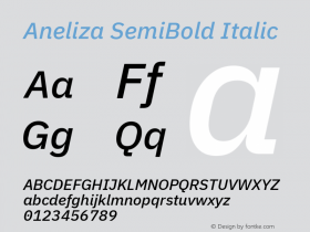 Aneliza SemiBold Italic Version 3.001;September 8, 2019;FontCreator 11.5.0.2425 64-bit; ttfautohint (v1.6)图片样张