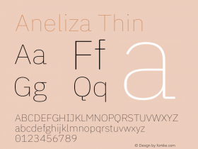 Aneliza Thin Version 3.001;September 8, 2019;FontCreator 11.5.0.2425 64-bit; ttfautohint (v1.6)图片样张