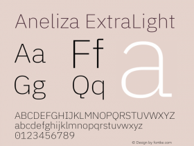 Aneliza ExtraLight Version 3.001;September 8, 2019;FontCreator 11.5.0.2425 64-bit; ttfautohint (v1.6)图片样张