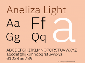 Aneliza Light Version 3.001;September 8, 2019;FontCreator 11.5.0.2425 64-bit; ttfautohint (v1.6)图片样张