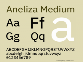 Aneliza Medium Version 3.001;September 19, 2019;FontCreator 11.5.0.2425 64-bit图片样张
