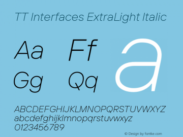 TTInterfaces-ExtraLightItalic Version 1.000;YWFTv17图片样张