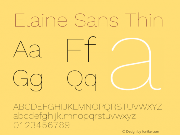 Elaine Sans Thin Version 2.001;September 21, 2019;FontCreator 11.5.0.2425 64-bit图片样张