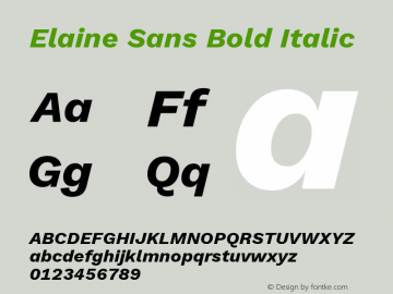 Elaine Sans Bold Italic Version 2.001;September 21, 2019;FontCreator 11.5.0.2425 64-bit图片样张